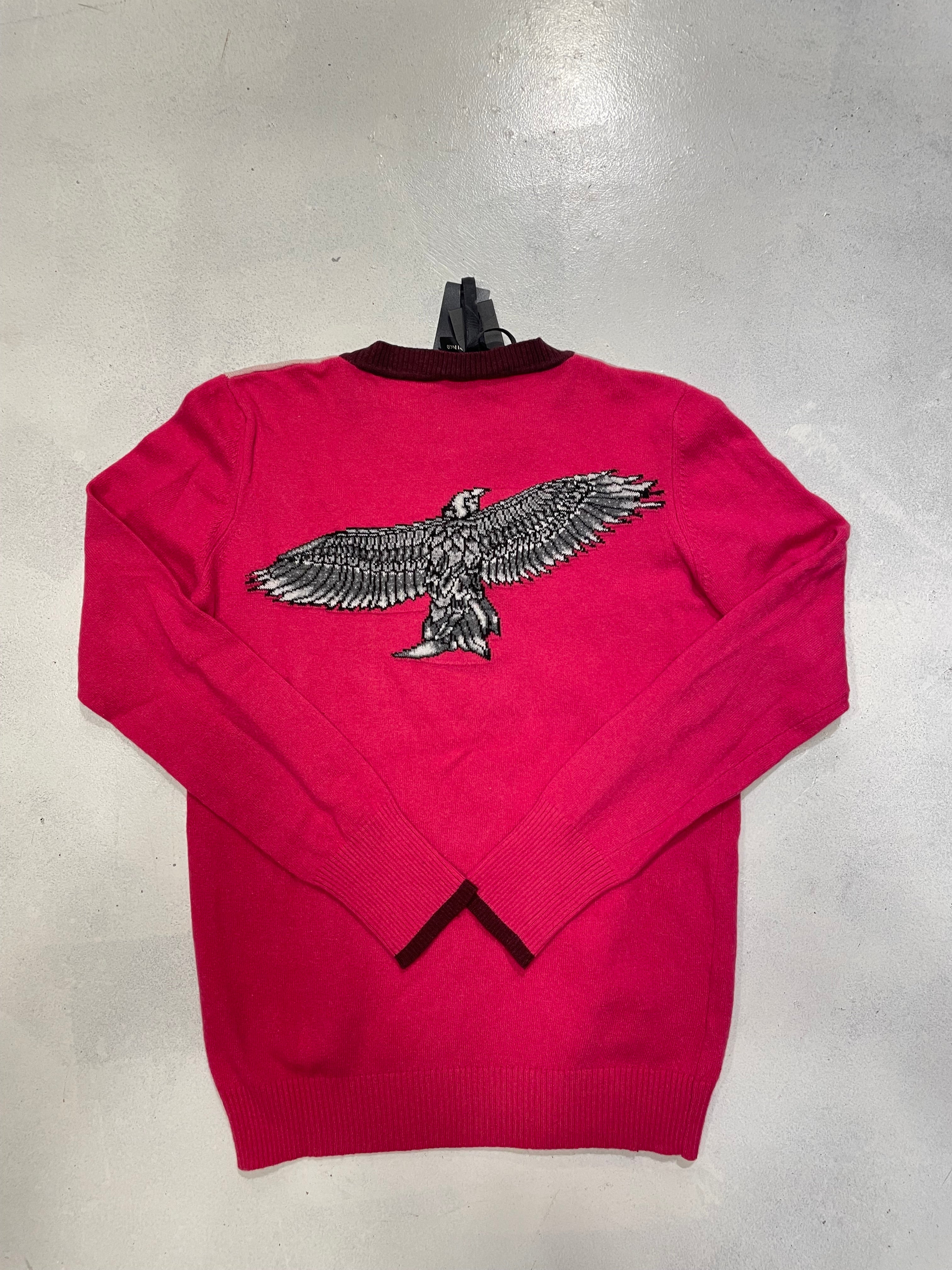 Jersey PINKO "Lamentare" Knitwear - Diseño Chevron Rosa y Burdeos