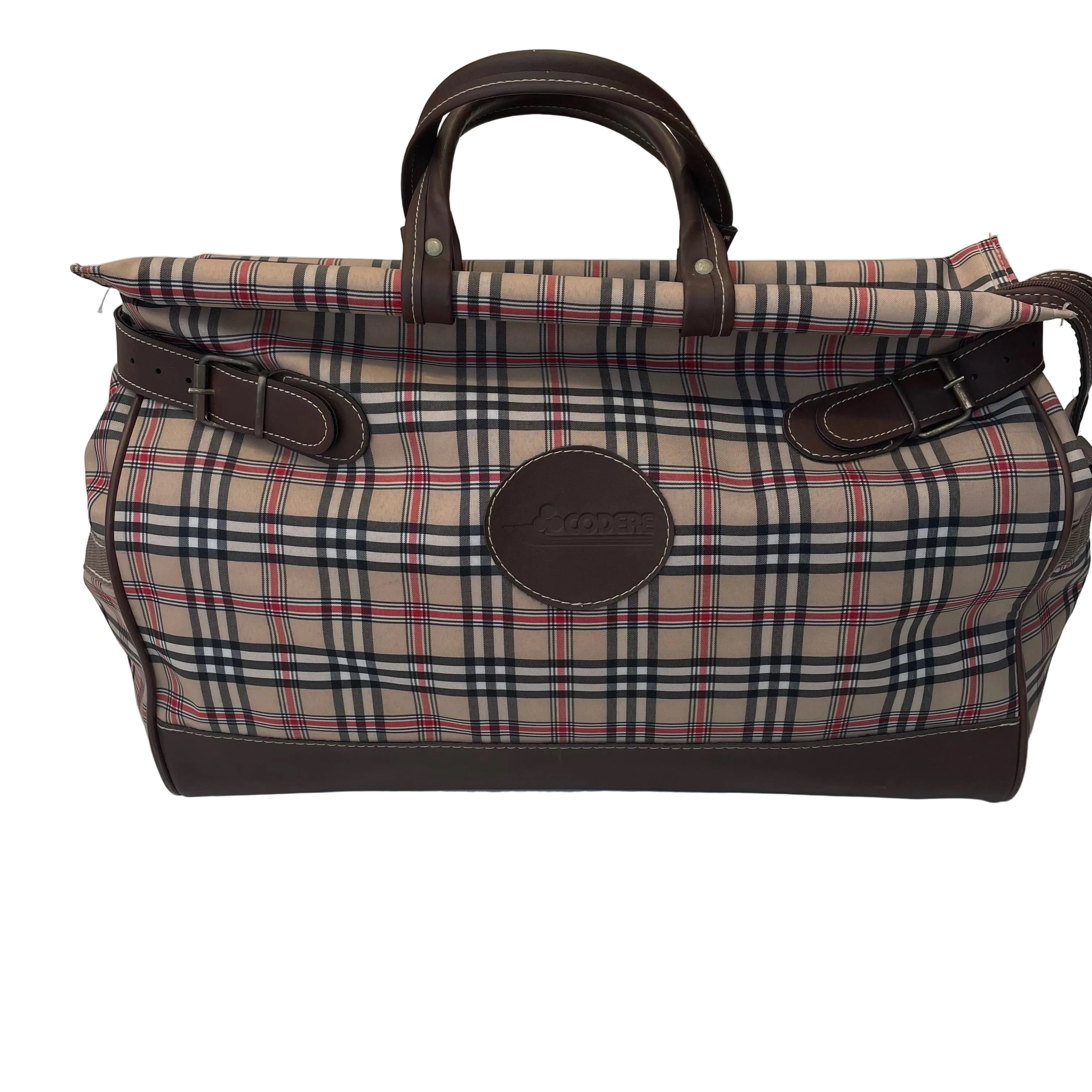 Título: Bolso de Viaje Estilo Duffle Vintage – Estampado Tartán Clásico "Codere"