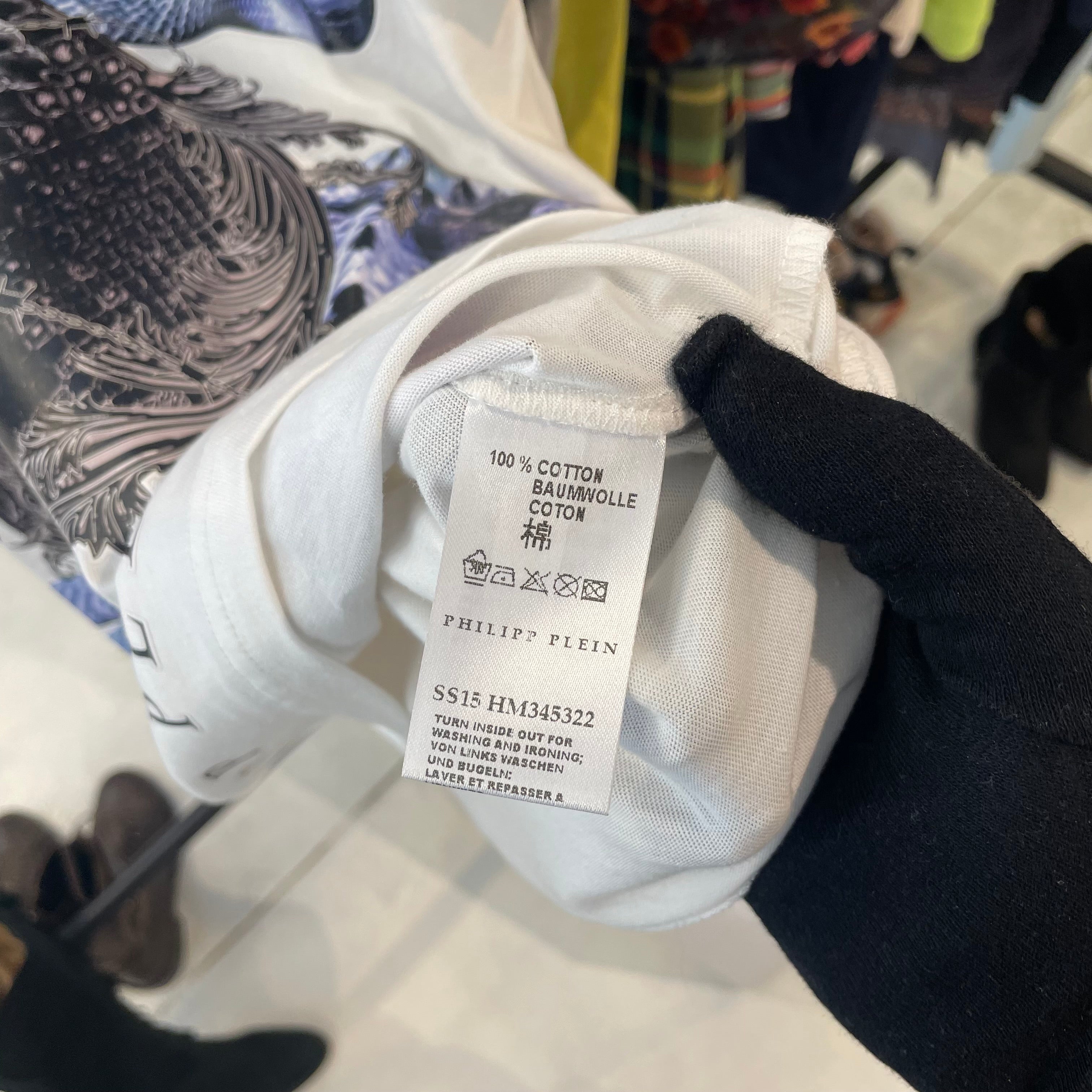 Camiseta Philipp Plein Blanca - Gráfico Cobras y Letras Góticas - Talla S