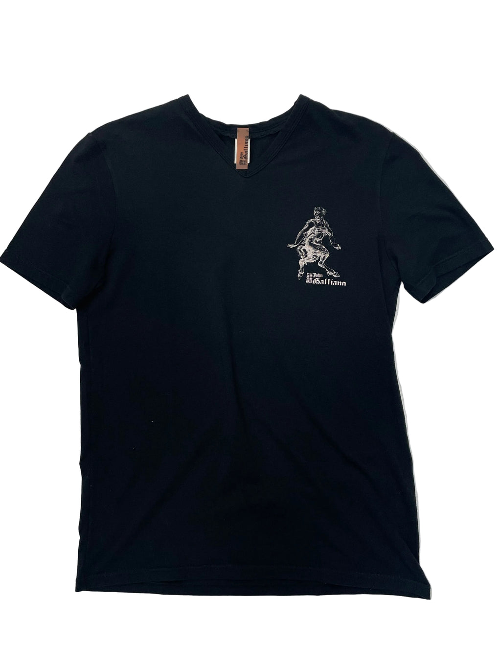 Camiseta John Galliano Underwear Negra - Cuello en V - Gráfico Fauno / Mitológico