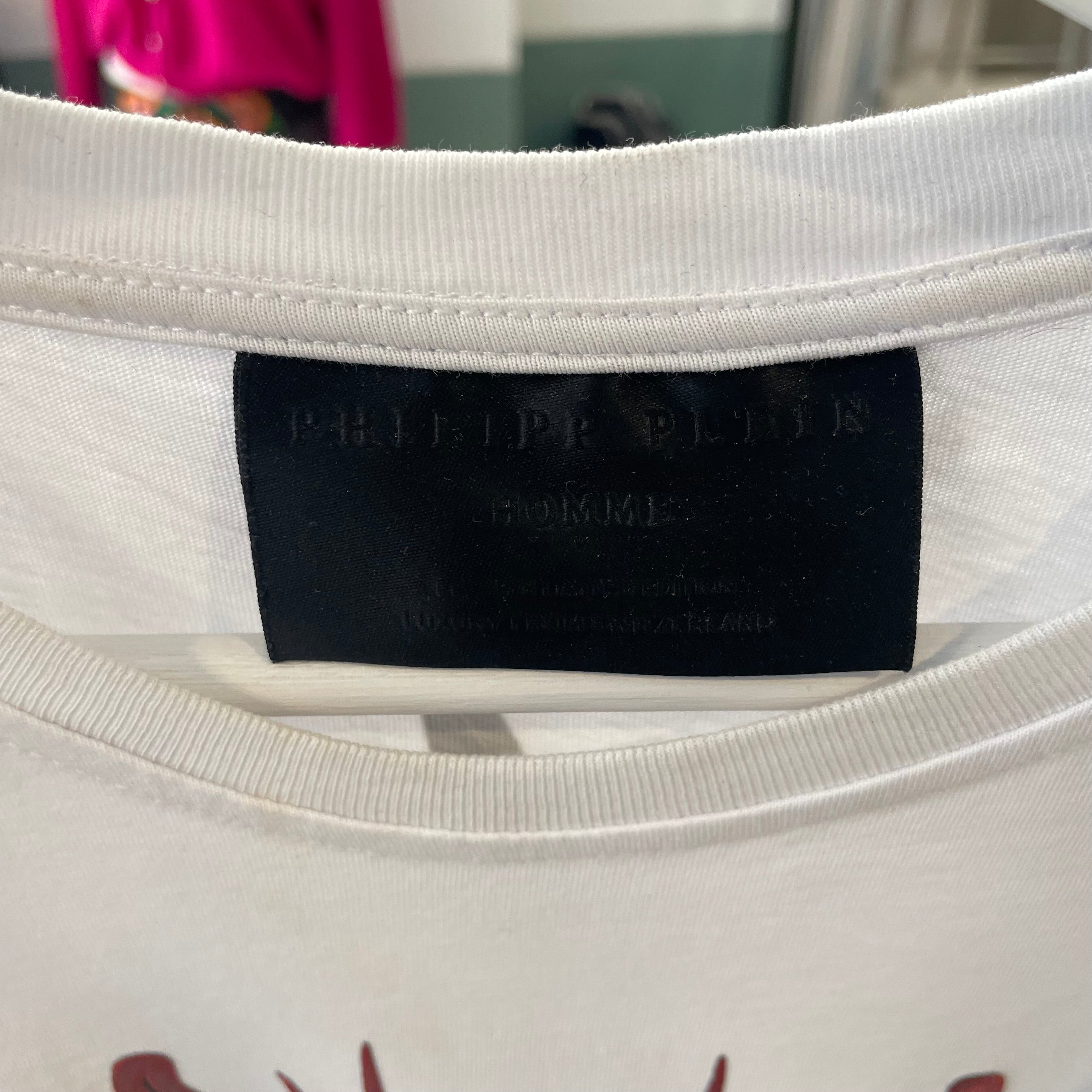 Camiseta Philipp Plein - Diseño Coche y Llamas de Fuego - Talla S