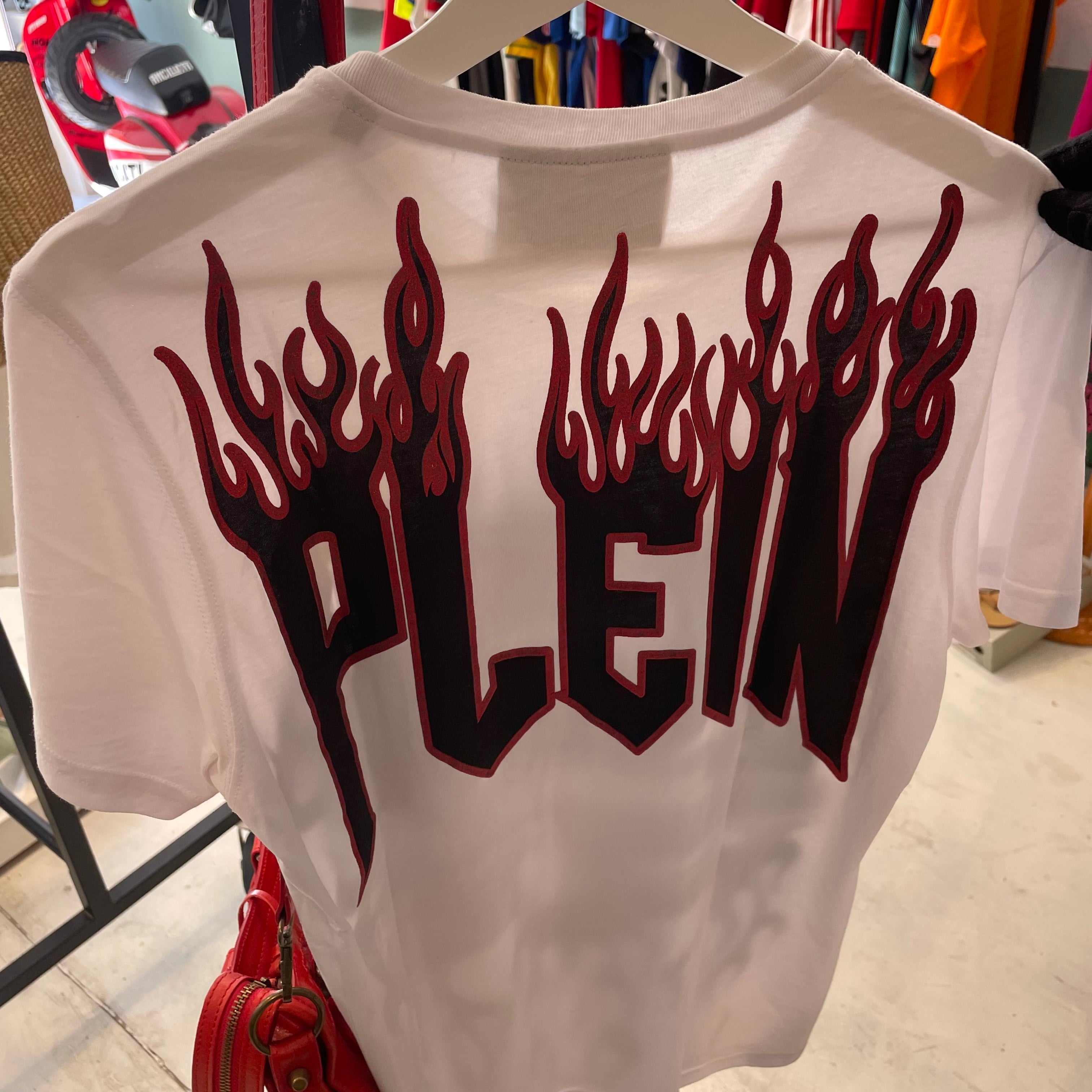 Camiseta Philipp Plein - Diseño Coche y Llamas de Fuego - Talla S