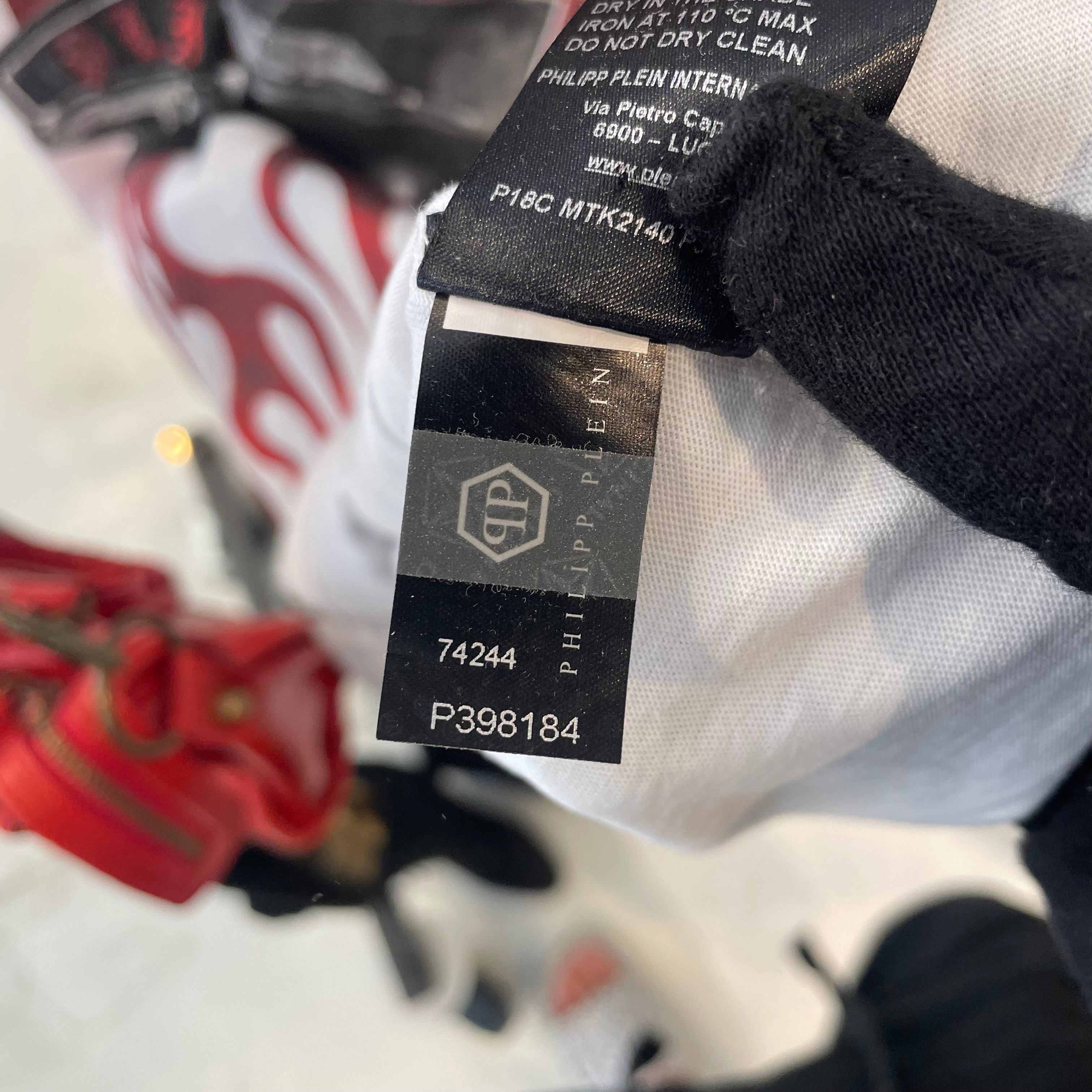 Camiseta Philipp Plein - Diseño Coche y Llamas de Fuego - Talla S