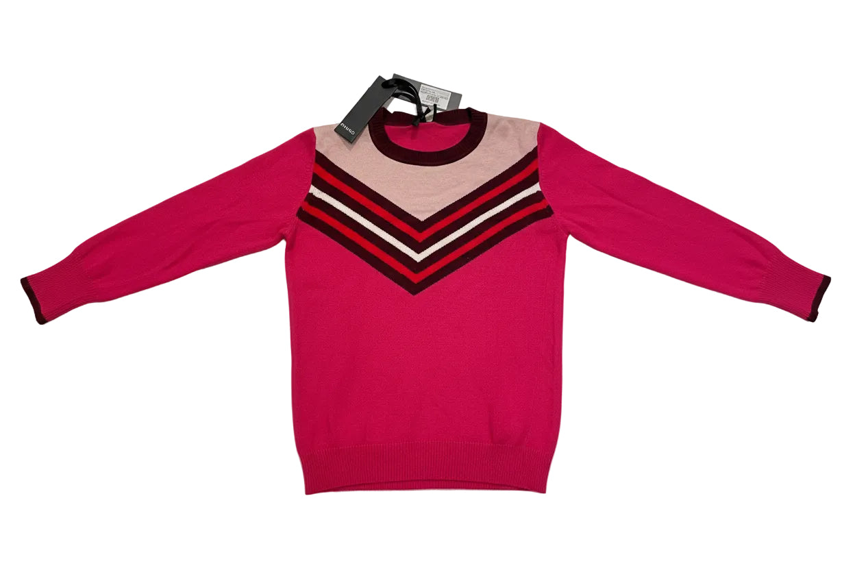 Jersey PINKO "Lamentare" Knitwear - Diseño Chevron Rosa y Burdeos