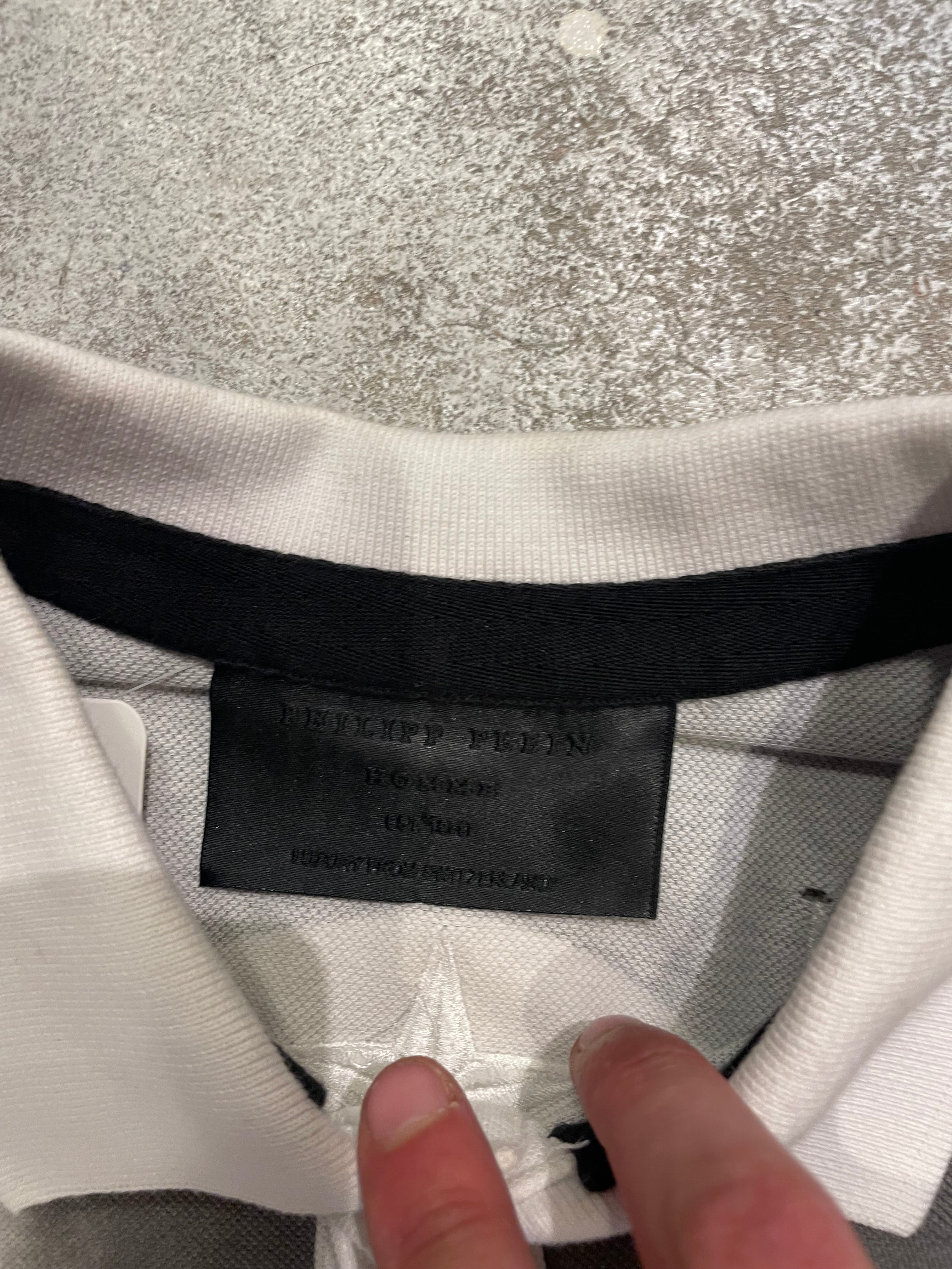 Polo Philipp Plein Blanco con Estampado de Calaveras Góticas / Urbanas talla S