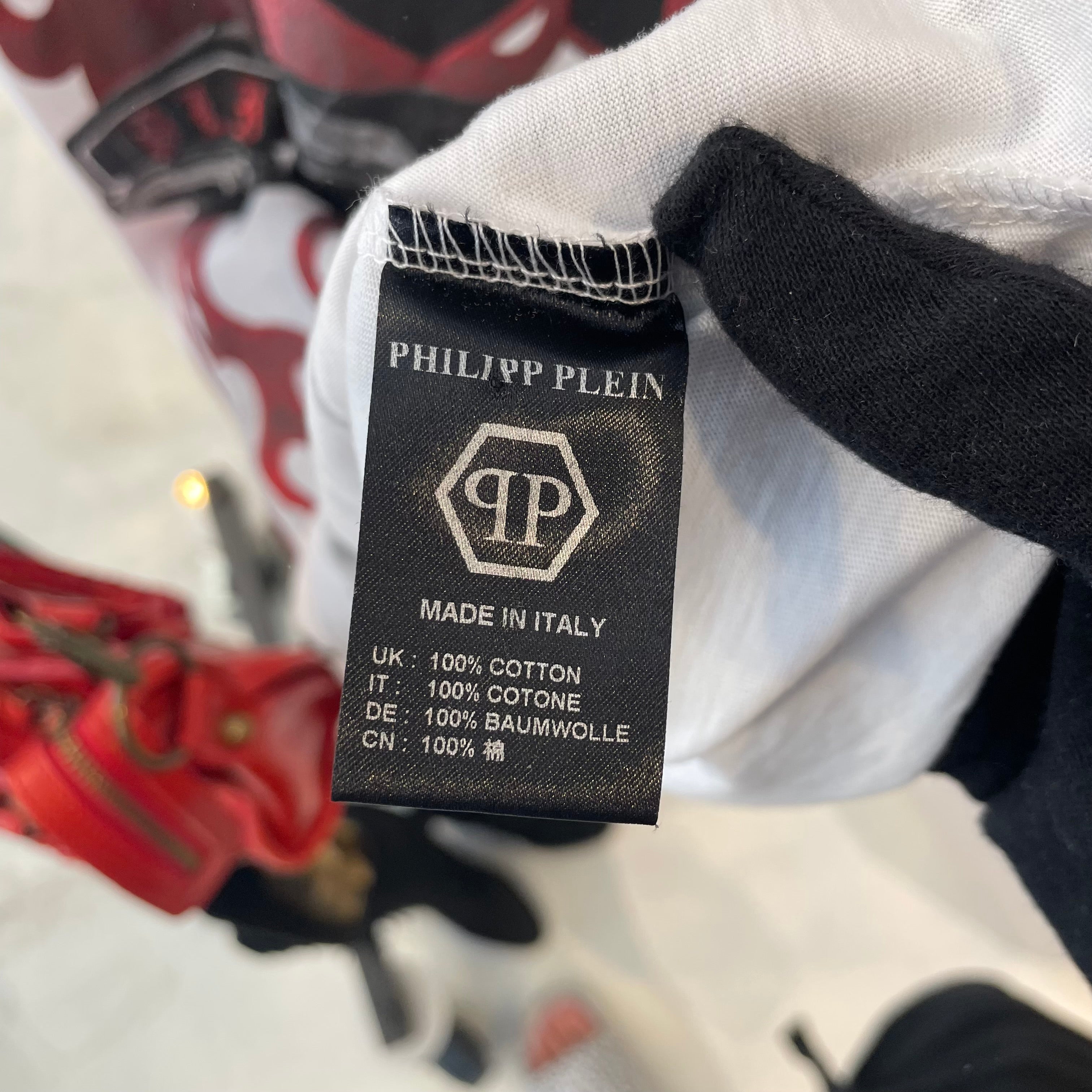 Camiseta Philipp Plein - Diseño Coche y Llamas de Fuego - Talla S