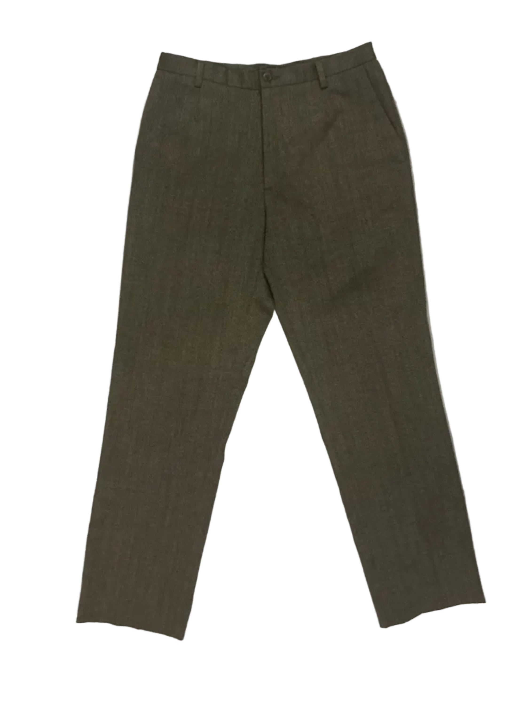 Pantalón de vestir D&G (Dolce & Gabbana) vintage en lana color marrón/oliva texturizado. Talla XS
