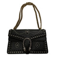 Bolso de Hombro Gucci Dionysus en Piel Negra con Tachuelas y Cristales swarosky